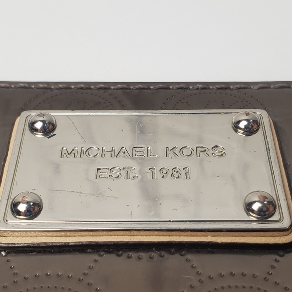 Michael Kors Jet Set Travel Continental Nickel Metallic Sheen Wallet Holiday - Picture 7 of 8